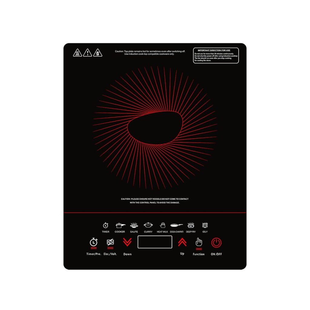 Pigeon By Stovekraft 14429 Acer Plus 1800 Watt Induction Cooktop with Feather Touch Control, Induction Stove comes with 8 Preset Menus and Auto-Shut Off features (Black)