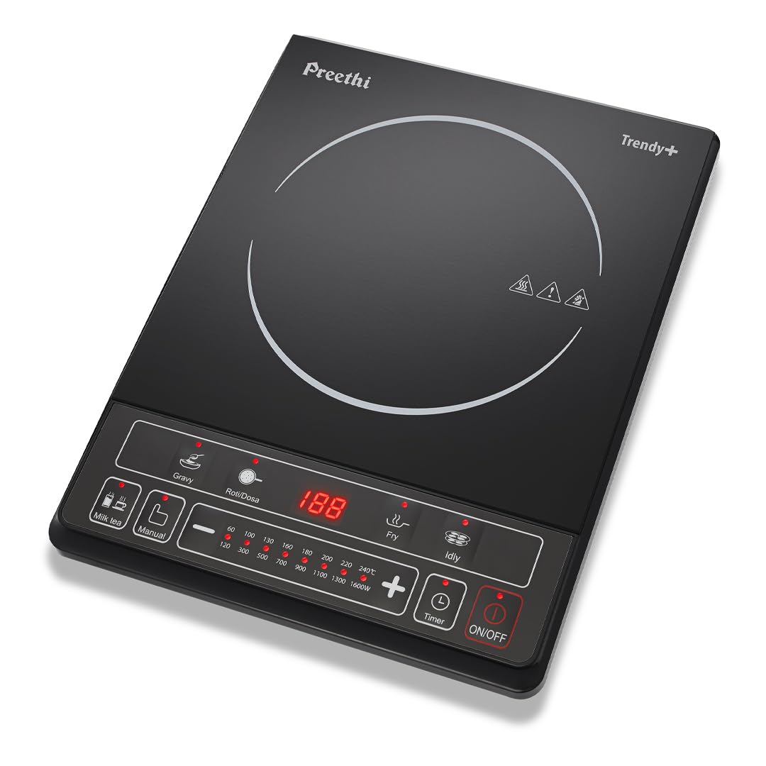 Preethi Trendy Plus 116 Induction Cooktop, 1600-Watt Electric Stove, Soft Touch Button (Black)