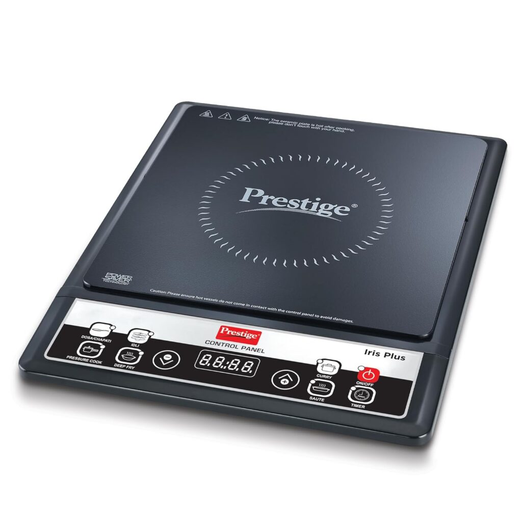 Prestige Iris Plus 1600 Watts Induction Cooktop with Automatic Voltage Regulator | Indian Menu Option |Anti-Magnetic Wall | Timer with User Pre-set | 1 Year Warranty | Black Prestige Iris Plus 1600 Watts Induction Cooktop with Automatic Voltage Regulator | Indian Menu Option |Anti-Magnetic Wall | Timer with User Pre-set | 1 Year Warranty | Black
