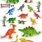 Prime Deals Set of 20 Dinosaur Toy for Kids Action Figure Animal Model Collection Learning & Educational Kids Gift Dragon Model Simulation 14 Dinosaur 4 Barricade 2 Tree – Mix Size.