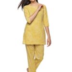 RAJMANDIRFABRICS Women’s Pure Cotton Lehriya Printed Night Suit Top And Pajama Set