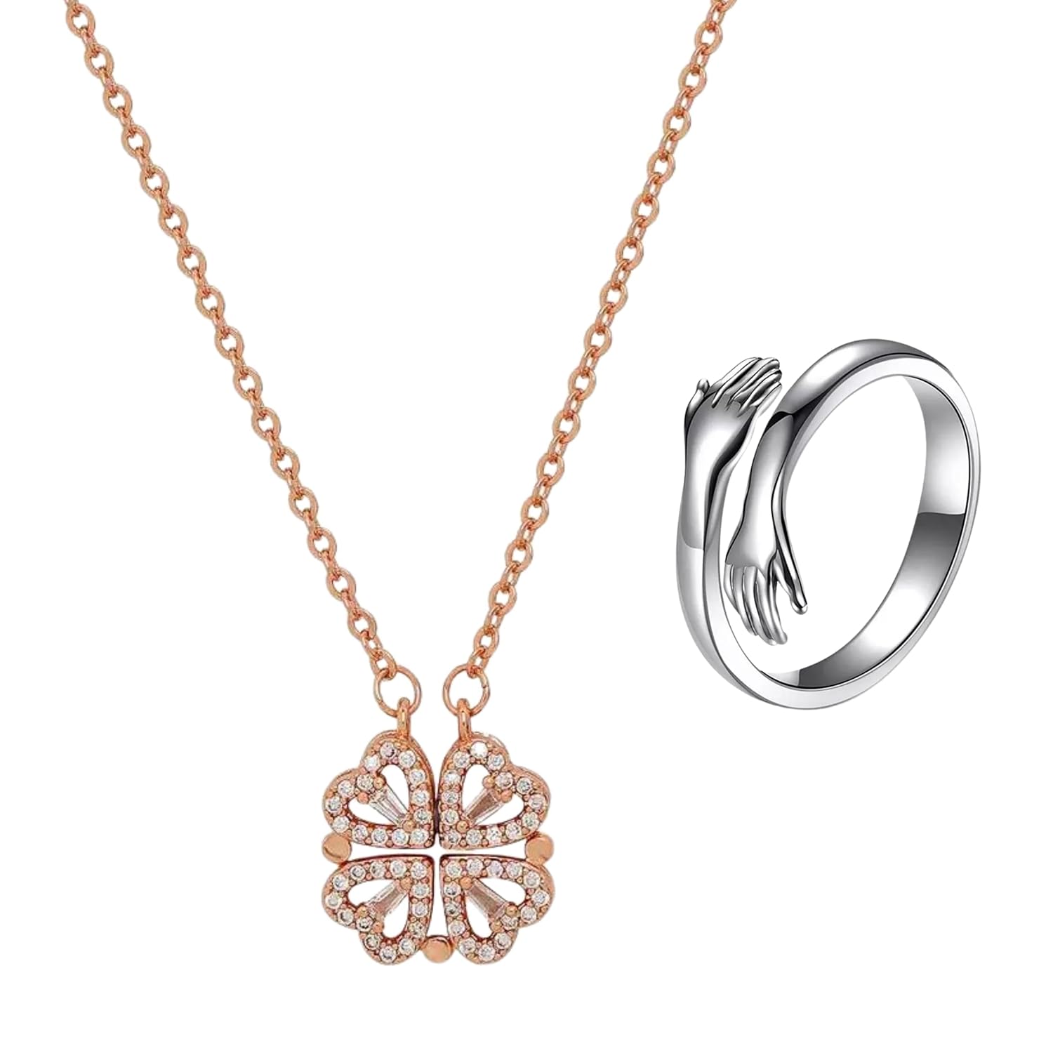 SALTY Anti Tarnish Radiant Love Gift Box | Necklace & Ring Jewellery Set for Women | Latest Stylish Minimal Jewelry Sets | Modern Design Aesthetic Accessories | Ideal for Gifting