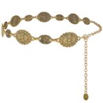 SANNIDHI® Waist Chain for Women for Saree Gold Metal Concho Waist Belt Stylish Boho Western Hip Belt Fashion Adjustable Cowgirl Jewellery Chain Belts for Dresses, Jeans, Skirts, Beach Outfits