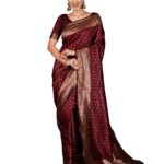 SIRIL Women’s Banarasi Soft Silk Saree Pure Silk with Unstitched Blouse Piece