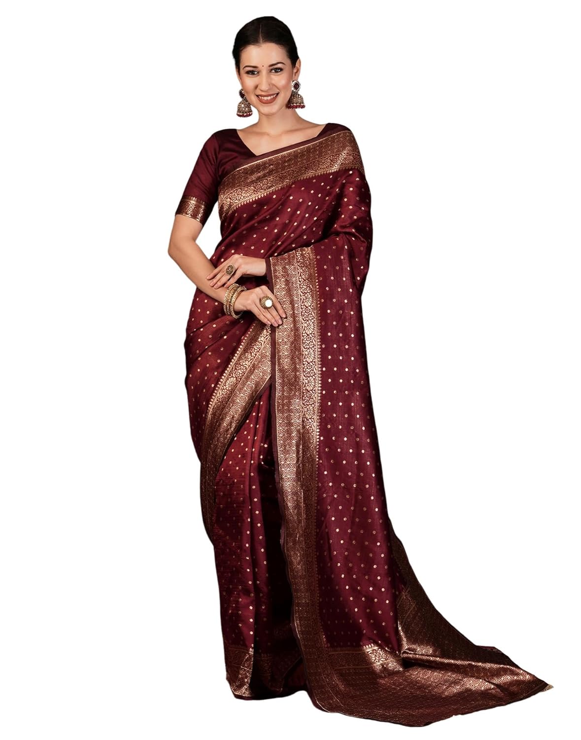 SIRIL Women’s Banarasi Soft Silk Saree Pure Silk with Unstitched Blouse Piece