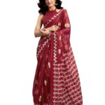 SIRIL Women’s Pure Cotton Batik Printed Ready To Wear Saree With Unstitched Blouse Piece