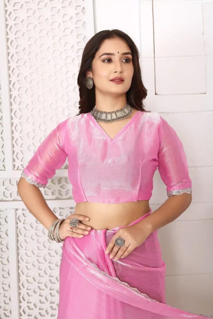 SPIRISA Elegant Organza Saree for Women with Unstitched Blouse Piece | Lightweight Sheer Fabric