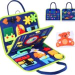 STOFFIER GARTEN Busy Board Game for 1 Year Old, Montessori Toys for 2 Year Old, Baby Travel Sensory Toys for Toddlers, Learning Activities Book For Kids, Birthday Gifts for Toddler (Multicolor – Blue)