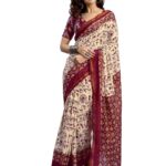 Satrani Women’s Pure Cotton Printed Ready To Wear One Minute Pre Stitched Saree with Unstitched Blouse Piece