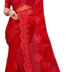 Semi Stitched Net Women Designer Party Wedding Bridal Wear Saree 8620