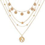 Shining Diva Fashion Latest Layered Western Non Precious Base Metal Cubic Zirconia Golden Neck Chain Pendant Necklace Jewellery for Women (12178np)