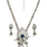 Shining Diva Fashion Latest Stylish Design Fancy Traditional Oxidised Silver Necklace Jewellery Set for Women (13165s)