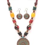 Shining Diva Fashion Latest Stylish Traditional Tibetan Pendant Necklace Jewellery Set for Women