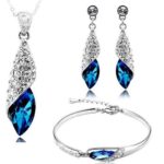 Shining Diva Fashion Valentine Gift for Girlfriend Wife Italian Designer Platinum Plated Stylish Crystal Jewellery Set for Women (Blue)