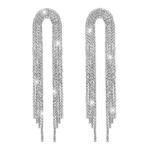 Shining Jewel crystal & Ad Silver Plated Fancy Western Style Cocktail Chandelier Long Earrings For Women (SJE_43_S)