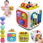 TEC TAVAKKAL Montessori 7 in 1 Baby Sensory Toy for Kids – Educational Learning Shape Sorter, Activity Stacking, Interactive Fine Motor Skill Development – Multicolor
