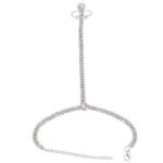 THANU’S CRAFT Silver Plated Diamond Stone HathPhool Slave Chain Finger Ring Bracelet Hand Harness Thong Hath Panja For Women and Girls