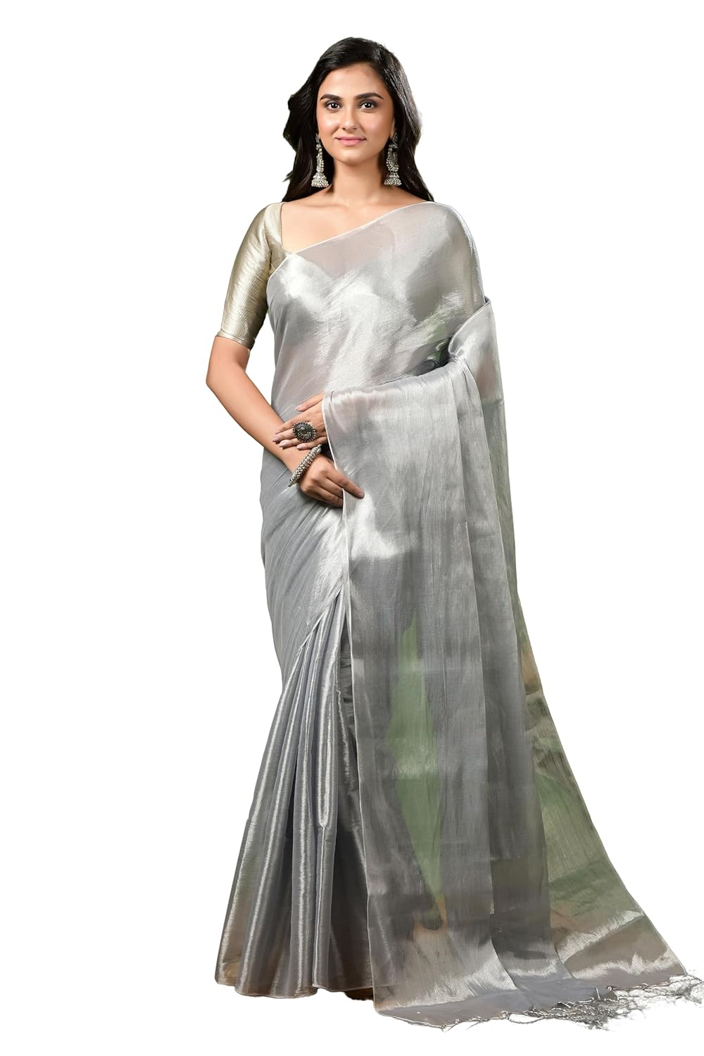 T.J. SAREES Raga Tisue Women’s Handloom Tissue Silk Saree with Blouse Piece