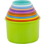 TOY FUN Plastic Build Up Beakers Stacking and Nesting Toy for Kids, Multicolour – 12 Pieces