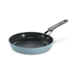 TRAMONTINA Velo 24cm Forged with Ceramic Reinforced Interior Fry Pan|Saute, StirFry Pan|Gas/Induction Cookware|Stainless Steel Handle|Silicone Grip|Cook & Serve|Sea Blue