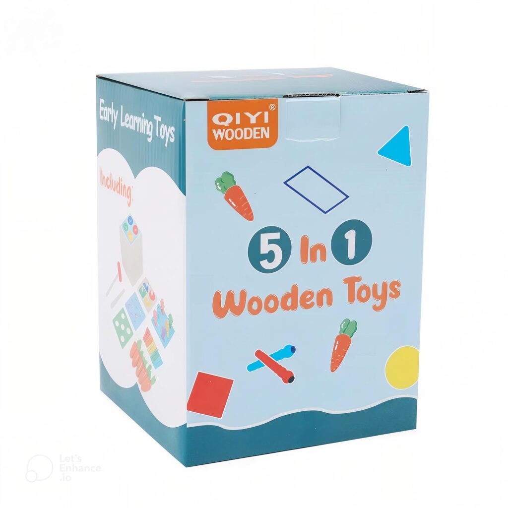 Tokid Toys ® 5 in 1 Multifunctional Montessori Wooden Toy Play Kit Wooden Block Shape Sorter Montessori Toys for Toddler 1 2 3 Year Old Carrot Pulling Harvest Catch