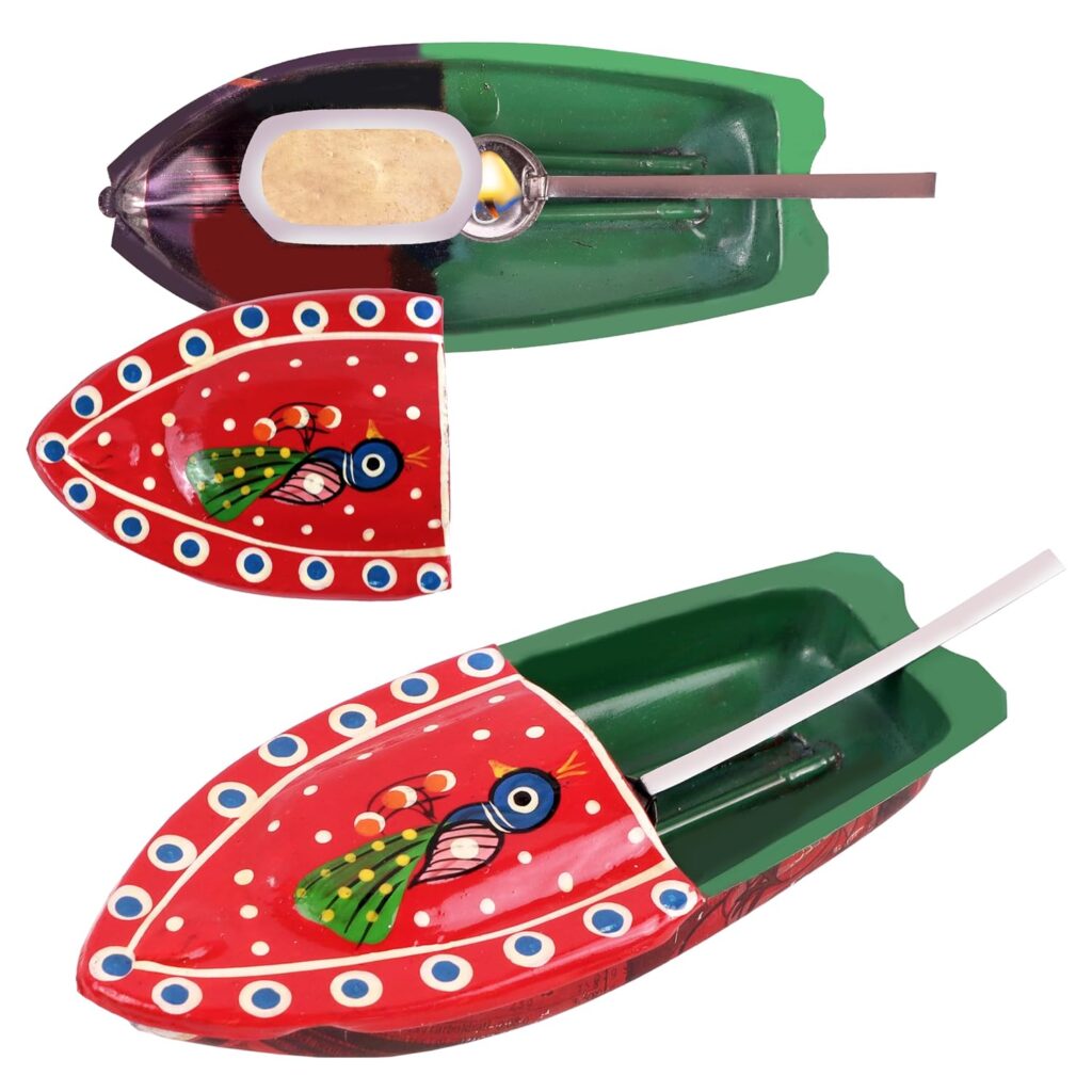 Toyshine Classic Steam Powered Tin Metal Boat, Pop Pop Putt Putt Nav Classic Vintage Toy for Kids Age 5Y+, Multicolor