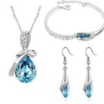 Valentine Gift by Shining Diva Non Precious Metal Jewellery Set for Women (Blue)(rcmb216)