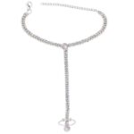 Vama Fashions Silver Plated Stone Finger Ring Bracelet With Chain Diamond HathPhool Hath Panja Hand Harness Thong For Women and Girls