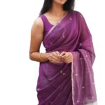 WILLFE Women’s Cotton Soft Silk Sarees | Jamdani Cotton Saree With Attach Unstitched Blouse Piece