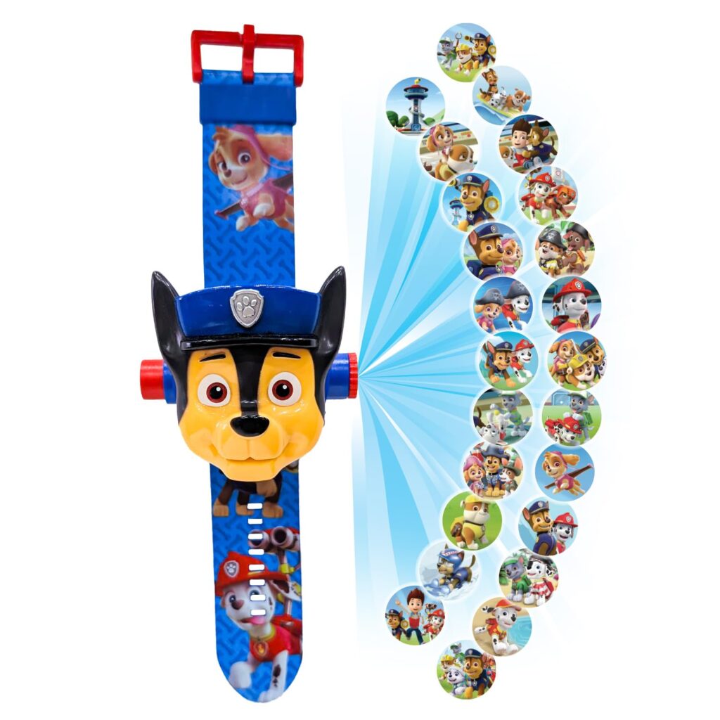 Wembley Paw Patrol Digital Projector Watch for Kids| Ideal Rakhi Gift for Brothers| Fun Learning Birthday Gift Toy Watch for Boys and Girls| Shows Time, Date & Month| with Soft Silicone Strap– Chase