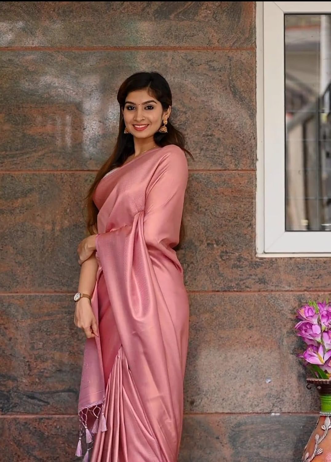 WiMO Ready to wear 1 minute saree, kubera pattu semi soft silk saree, zari weaving all over, running pattu blouse