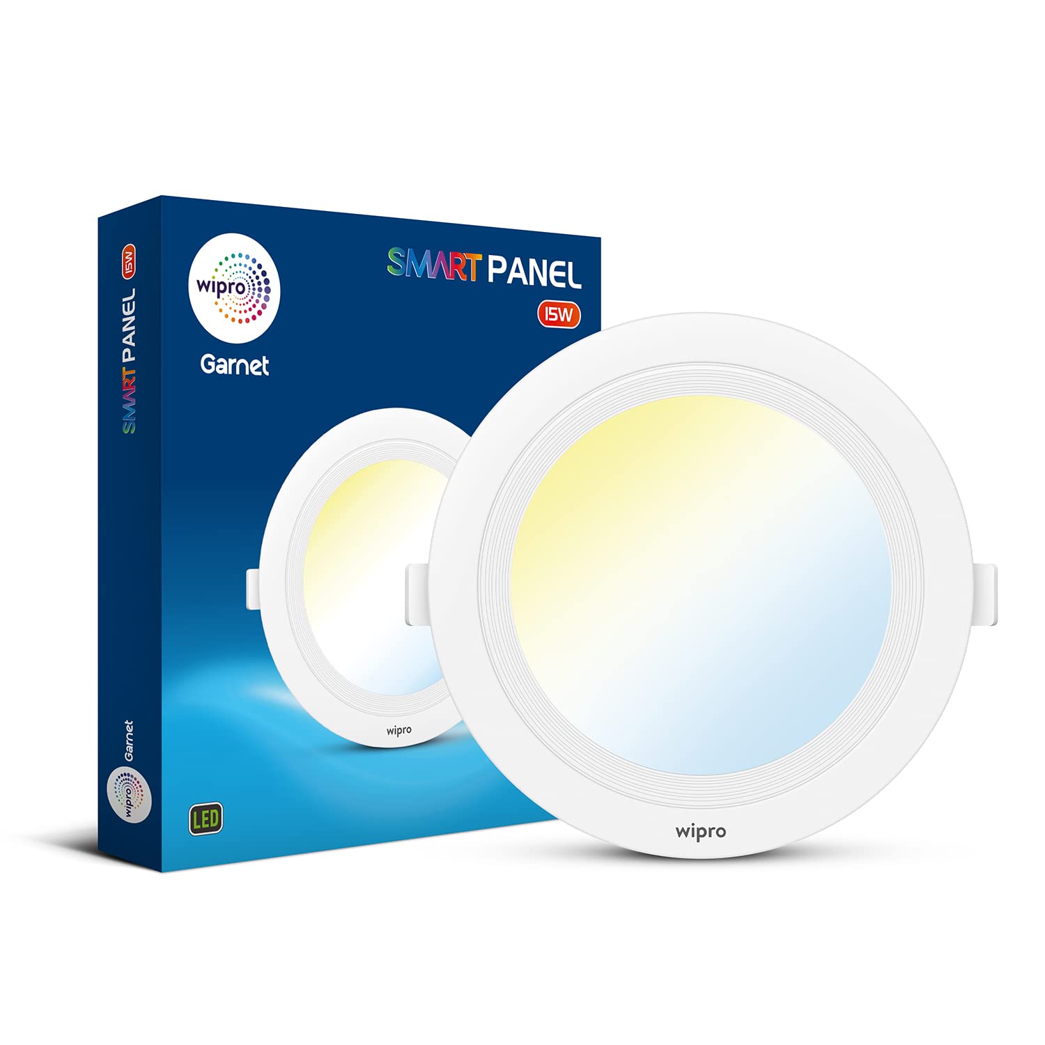 Wipro Garnet 15W Smart Panel Ceiling Light | CCT, White Tuneable & Dimmable | Control with Mobile App via Bluetooth | Gateway Required for Controlling through internet & Alexa/Google Asst. | Pack of 1