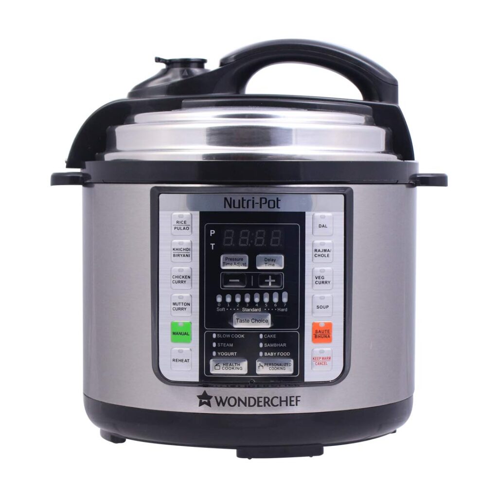 Wonderchef Nutri-Pot Electric Pressure Cooker with 7-in-1 Functions|18 pre-set functions|Pressure Cooking, Saute/Pan Frying, Slow Cooking, R-41236756 |3L capacity Wonderchef Nutri-Pot Electric Pressure Cooker with 7-in-1 Functions|18 pre-set functions|Pressure Cooking, Saute/Pan Frying, Slow Cooking, R-41236756 |3L capacity