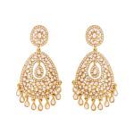 Yellow Chimes Ethnic Gold Plated Traditional Studded Stones Dangler Earrings for Women and Girls