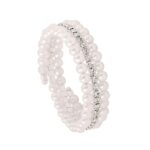 Yellow Chimes Silver Tone White Pearl Stone Multi-Layer Bracelet for Women