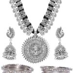 YouBella Jewellery Sets for Women Silver Plated Afghani Tribal Necklace Jewellery set with Earrings and Bangles Combo For Girls/Women