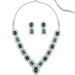 ZAVERI PEARLS Green Stones & Dazzling Austrian Diamonds Embellished Necklace & Earring Set For Women-ZPFK17196
