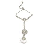 ZENEME Rose Gold-Plated White American Diamond Studded Flower Graceful Hand Chain Ring Bracelet For Girls and Women