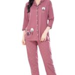 ZEYO Women’s Cotton Dot Printed Pajama Set Night Suit Set Of Shirt & Pyjama 5242