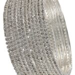 ZULKA Non-Precious Metal with Base Metal and Zircon Gemstone Studded Premium and Traditional Glossy Finished Sleek Bangle set for Women and Girls