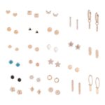 Zaveri Pearls Set Of 25 Gold Tone Smart Casual Wear Studs & Hoop Earrings For Women-ZPFK14053