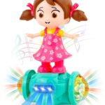 Zest 4 Toyz Musical Dancing Girl Doll Activity Play Center Toy 360 Degree Rotating with Flashing Lights and Bump n Go Action Toys for Kids (Pack of 1) Pink