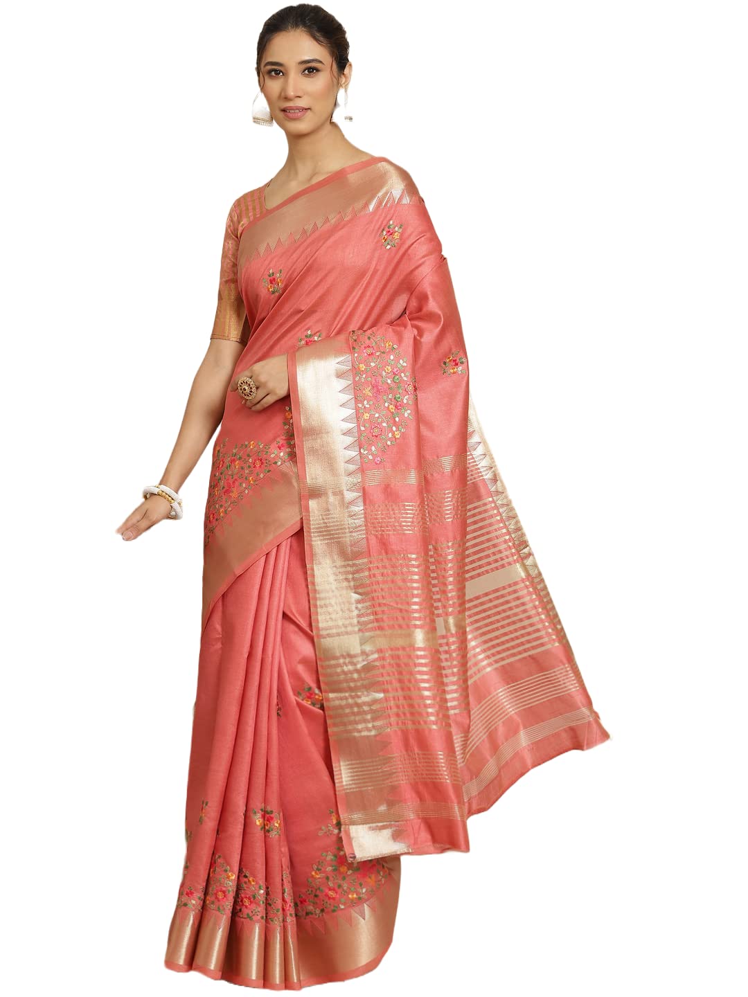 arriva fab Women’s Kasavu Cotton Blend Saree With Blouse Piece