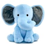 Babique Elephant Sitting Plush Soft Toy Cute Kids Animal Home Decor Boys/Girls (Blue, 30 cm)