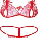Beauty Vision Women’s Net Non Padded Non-Wired Solid Lingerie Set (Neel003_Red_36)