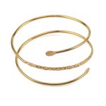 Caiyao Punk Cool Upper Arm Adjustable Bracelet Open Cuff Bangle Coil Bracelet Simple Swirl Leaf Armband Minimalist Armlet Vintage Jewelry for Women