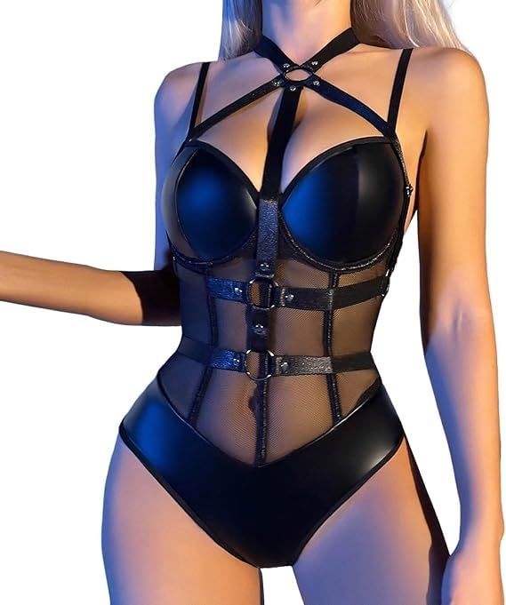 Chicklick – Lingerie Bodysuit for Women II Slimming Romper Trendy Strappy One Piece Lingerie Costumes for Women