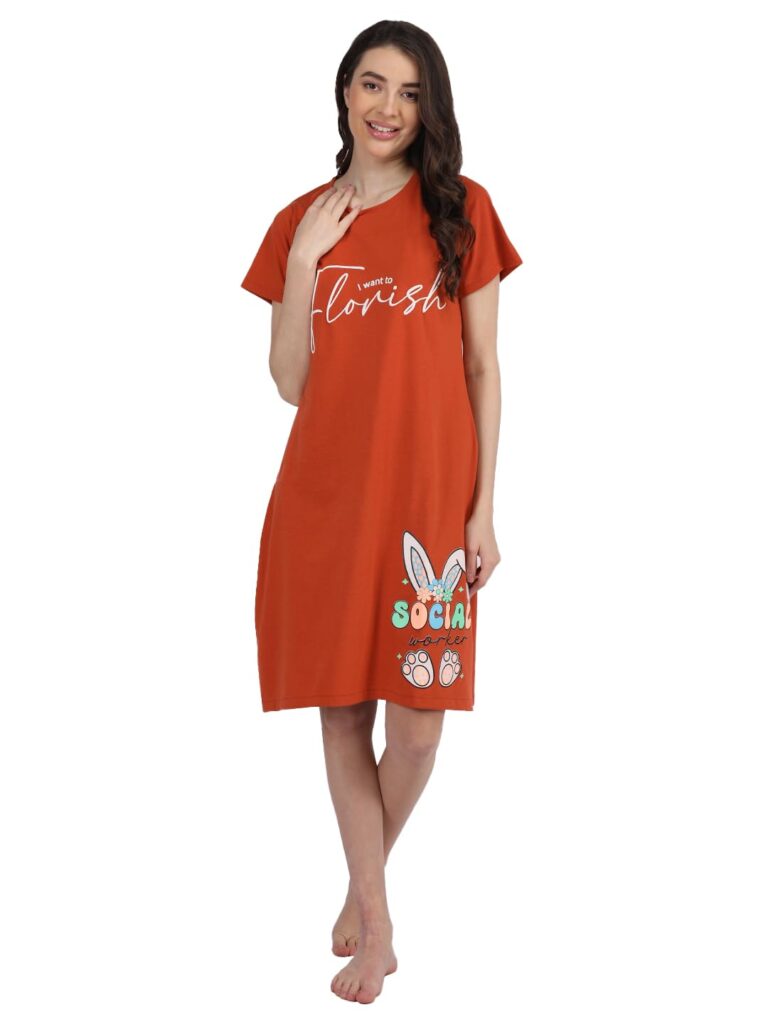 Duchess Cotton Printed Knee Length Nighty for Women