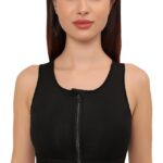 GLAMORAS Women’s Sports Bra | Wirefree Full Coverage Sports Bra | High Impact Mesh Racerback Design with Front Zip, Cushion Straps & Removable Pads | Ideal for Gym, Yoga, Fitness Workouts