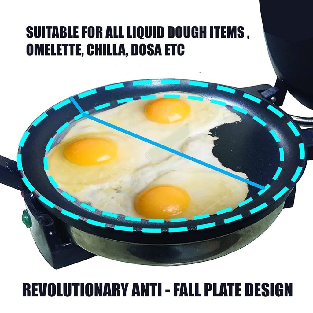 Hilton Electric 2 In 1 Upgraded Roti Maker Cooking Pan (Multi-Utility) With Stainless Steel Lid High Grade Low Power Consumption Portable Quick And Fast (New Version 2024), 950 Watt.